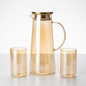 Amber Gold Glass Water Pitcher Set 7 Pcs