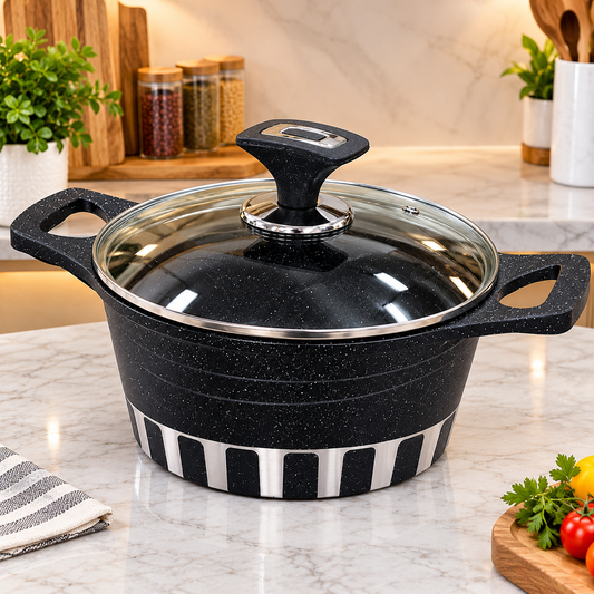 Eco-Friendly Heavy Duty Granite Coated Pot with Heat-Resistant Handles