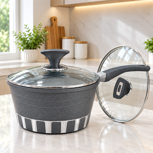Heavy-Duty Granite Nonstick Sauce Pot with Soft-Touch Long Handle