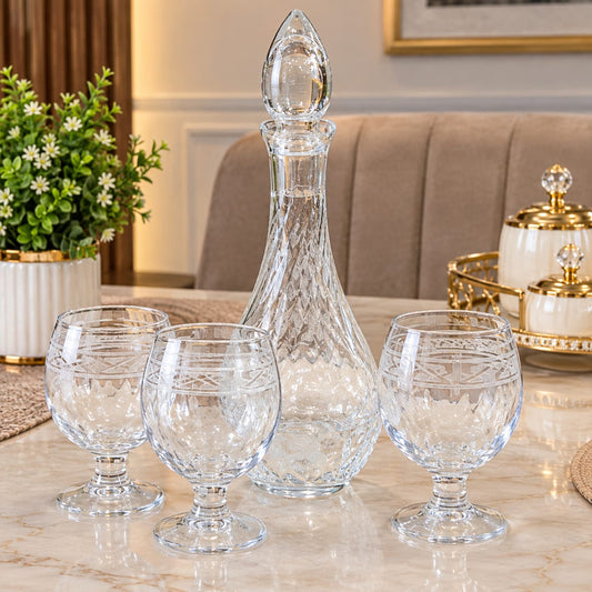 Imperial Cut Crystal Decanter & Goblet Set 7 Pcs