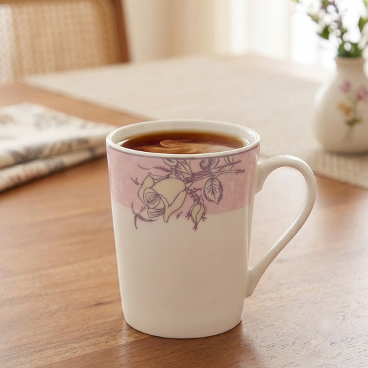 Vintage Floral Rose Ceramic Mug Set (6-Piece)