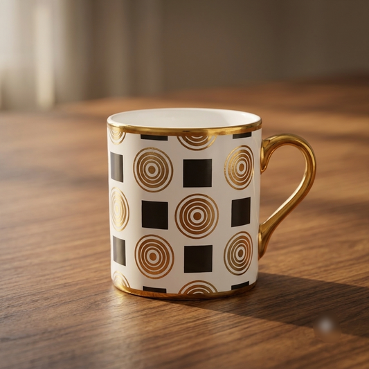 Luxury Gold Geometric Ceramic Mug Set 6 Pcs