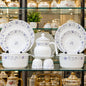 Elegant Lavender Daisy Opal Ware Complete Tableware Dinner Set 72 Pcs