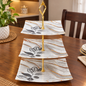 3-Tier Marble & Gold Square Snacks & Dessert Stand