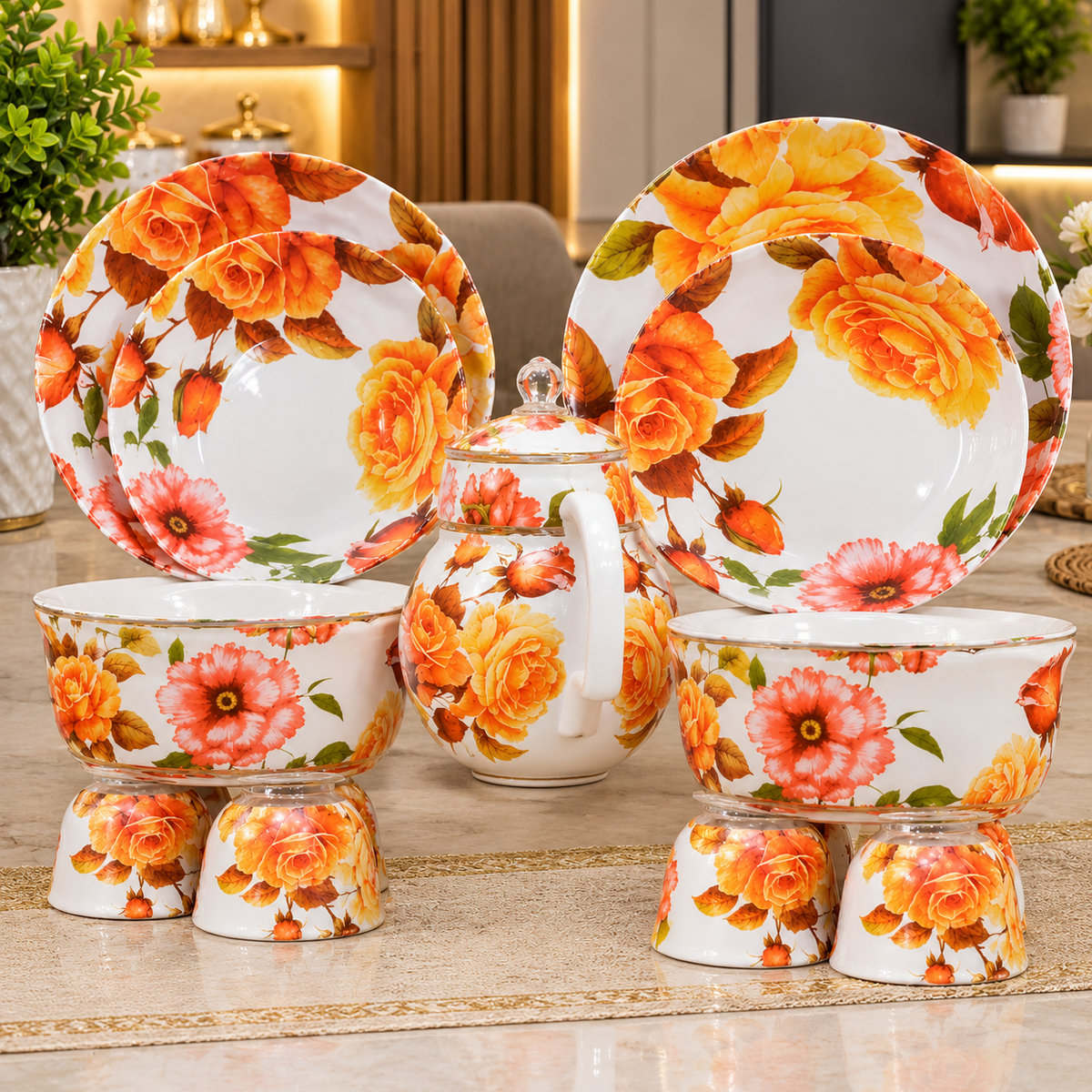 Vibrant Floral Dinner Set Serveware Collection 72 Pcs