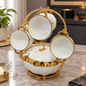 Luxury Gold-Trimmed Ceramic Soup Bowl and Cup Set
